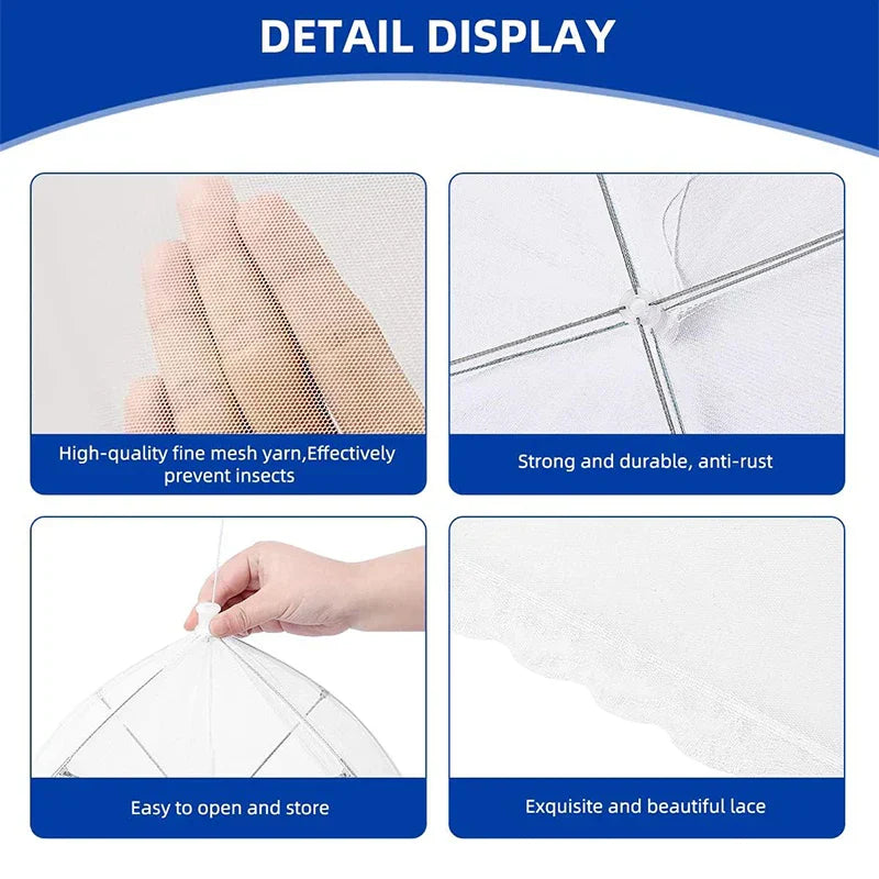 FrischNetz Couverture pliable pour aliments | Réutilisable & Respirant | Réseau anti-insectes pour l'extérieur & la cuisine | Léger & Économiseur d'espace
