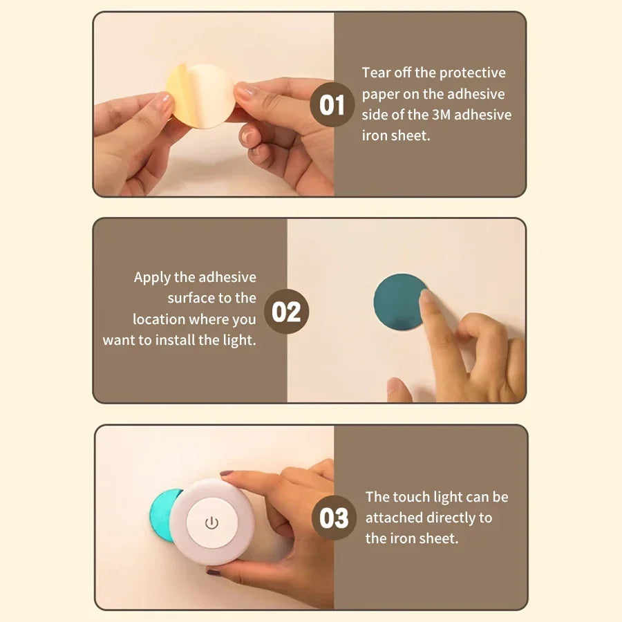 LumiTouch LED veilleuse | Magnétique & Rechargeable | Dimmable avec interrupteur tactile | 6 cm