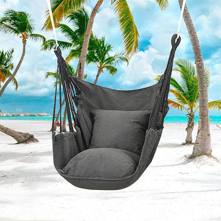 HÄNGELUX Fauteuil suspendu | Capacité de charge de 250 kg | Pour balcon, jardin & salon | Mélange de coton doux – Blanc/Gris/Noir