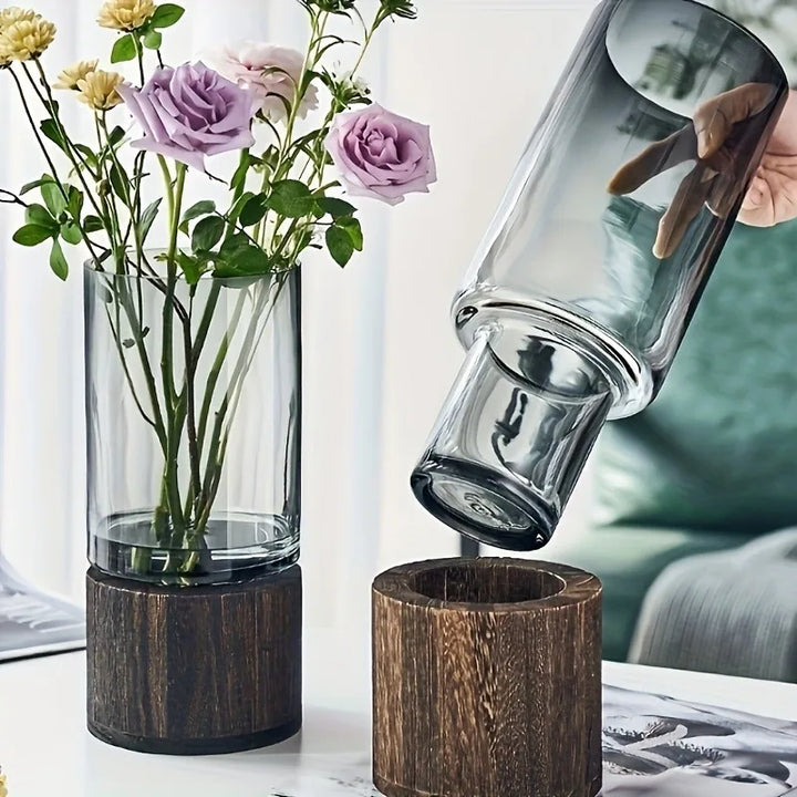 Vase en verre VetroLuxe | Design Rétro | Fait à la main & Élégant | Pour fleurs & Décoration de table