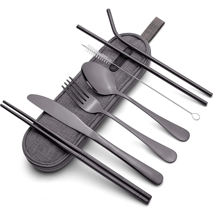 Set de couverts GoCutlery | 4 pièces pour emporter | Acier inoxydable & sans BPA | Avec étui de transport