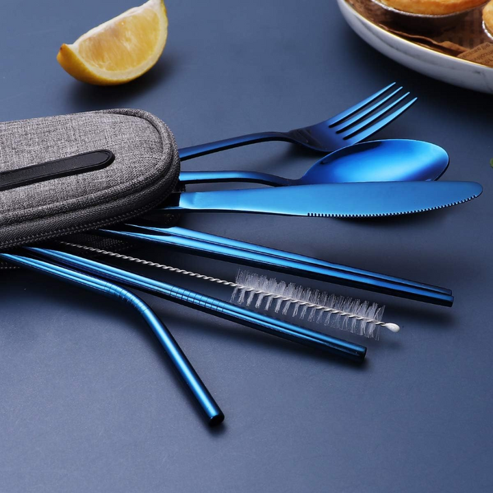 Set de couverts GoCutlery | 4 pièces pour emporter | Acier inoxydable & sans BPA | Avec étui de transport