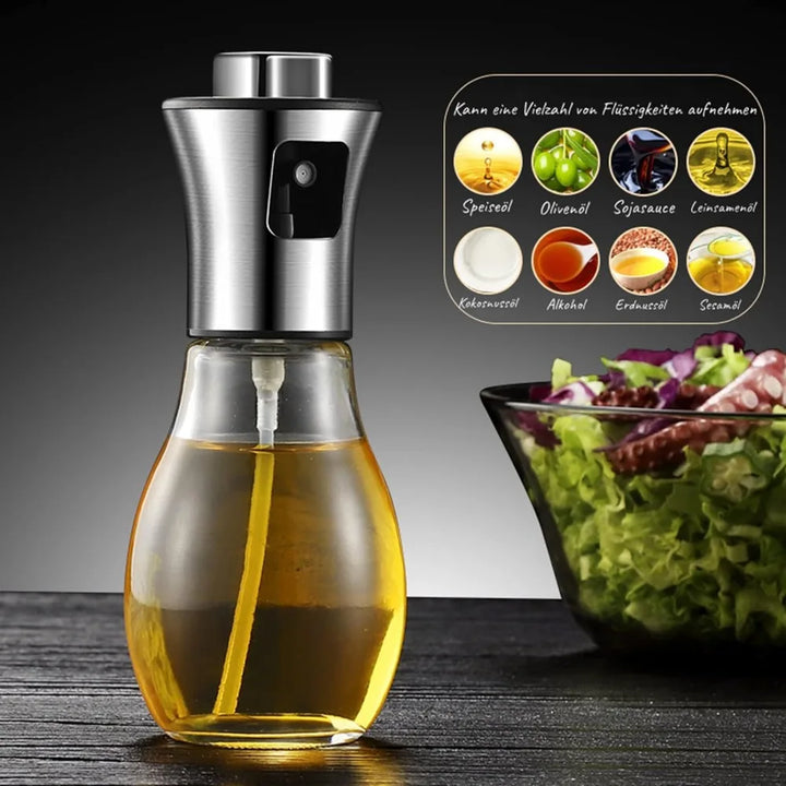 CulinaMist Pro  Pulvérisateur d'huile 200 ml | Brume fine & buse améliorée | Pour huile, vinaigre & jus de citron | Acier inoxydable & verre