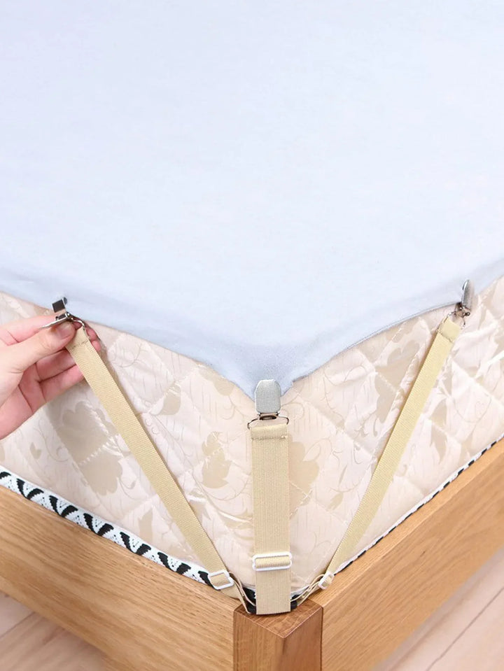 GRIPFIX Ensemble de Supports de Draps-housses | Pack de 4 Étriers de Draps Triangulaires | Réglable & Antidérapant – Pour Matelas, Nappes & Housses