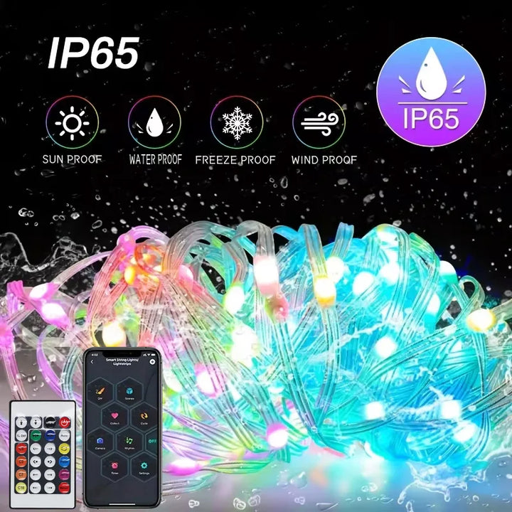 Guirlande LED intelligente LumiSync WS2812B | Contrôle Bluetooth & App | Changement de couleur RGBIC | USB & Étanche | 5m / 10m / 20m