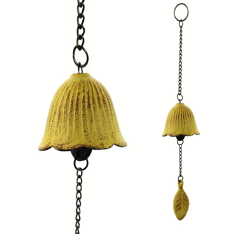 KazeBell | Carillon japonais en fonte | Design rétro en forme de feuille | Pour balcon et jardin