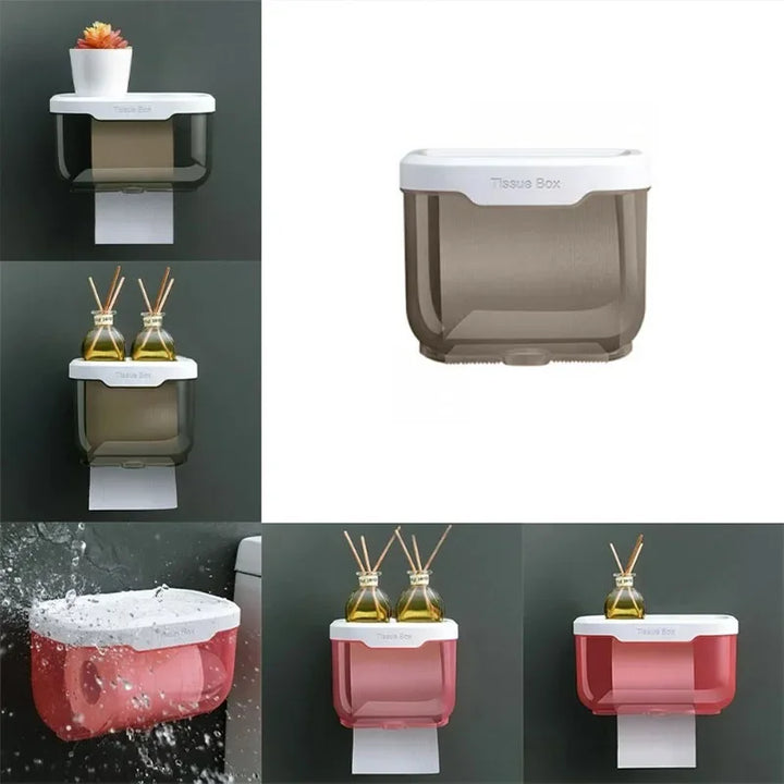 Support de papier toilette mural | Avec étagère et boîte étanche | Moderne et gain de place