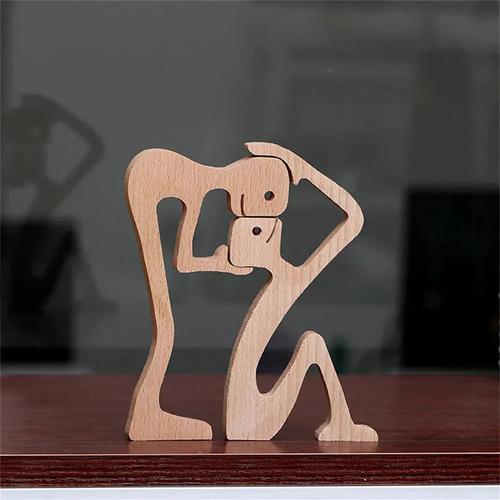 WoodyPaws | Figurine en bois Famille de chiens | Sculptée à la main | Décoration chaleureuse & idée cadeau