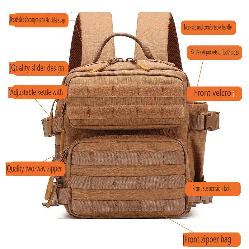 Tactivo Mini-Sac à Dos 9L | Sac à Dos MOLLE pour Activités de Plein Air | Compact & Résistant | Pour Randonnée, Camping & EDC