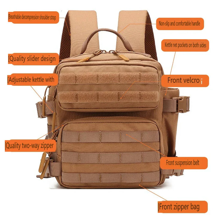 Tactivo Mini-Sac à Dos 9L | Sac à Dos MOLLE pour Activités de Plein Air | Compact & Résistant | Pour Randonnée, Camping & EDC