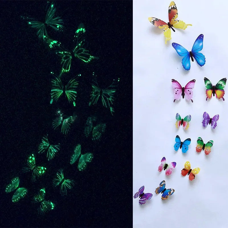Luminexa Papillons | Autocollants Muraux Papillon 3D | 12 pièces | Lumineux & Décoration DIY | Pour Murs, Fêtes & Cadeaux