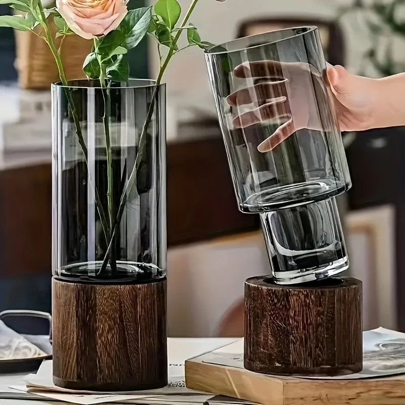 Vase en verre VetroLuxe | Design Rétro | Fait à la main & Élégant | Pour fleurs & Décoration de table