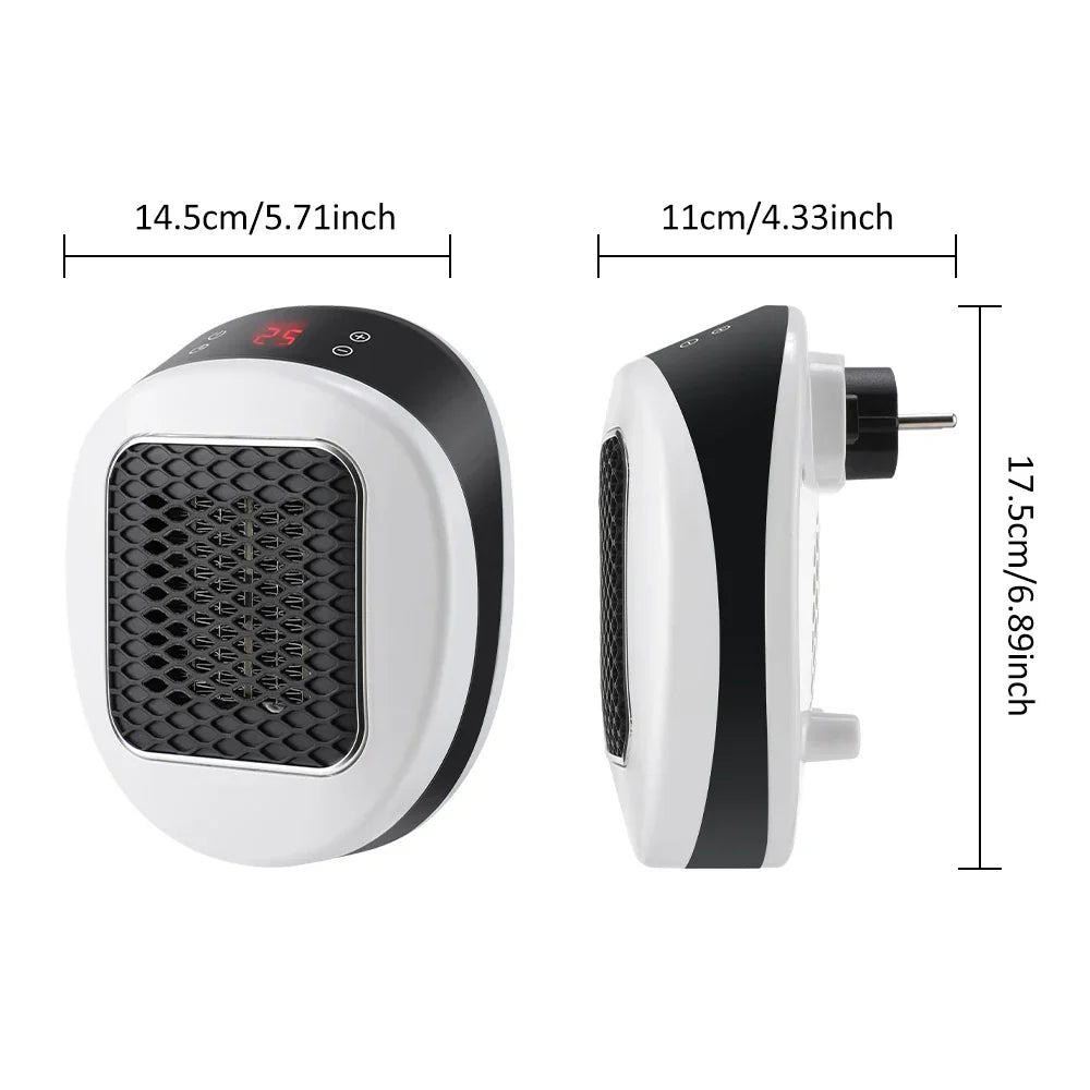 Chauffage Électrique Mini Heatigo 600W | Design Prise Murale | PTC-Céramique, Thermostat & Télécommande | Silencieux & Sûr