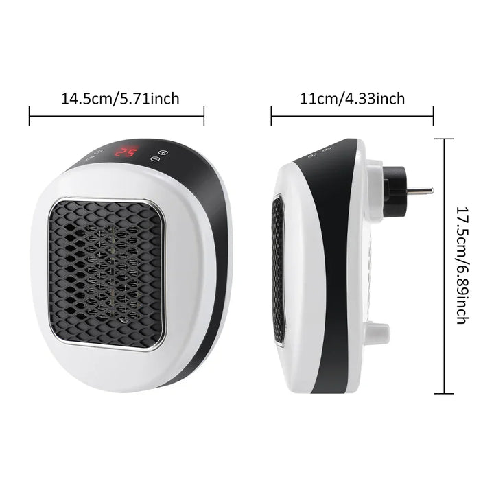Chauffage Électrique Mini Heatigo 600W | Design Prise Murale | PTC-Céramique, Thermostat & Télécommande | Silencieux & Sûr