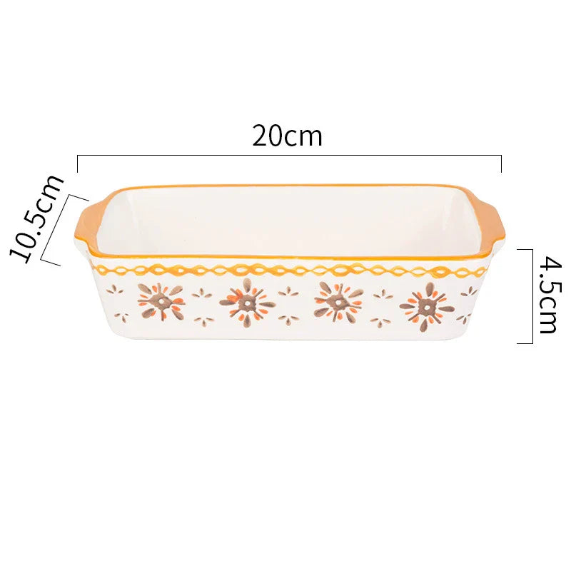Plat à gratin Floreno | Plat en céramique | Rectangulaire | Motif floral | Pour four, micro-ondes et lave-vaisselle