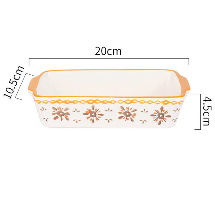 Plat à gratin Floreno | Plat en céramique | Rectangulaire | Motif floral | Pour four, micro-ondes et lave-vaisselle