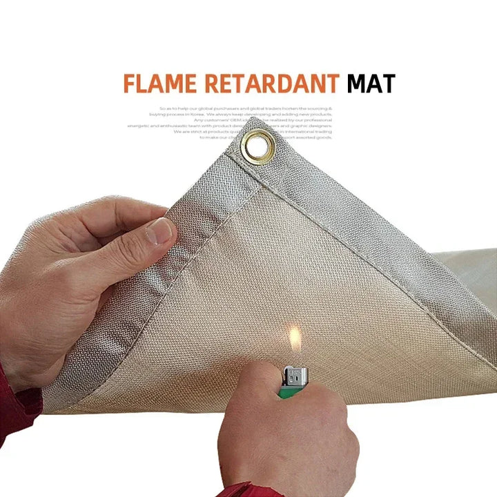 CampVita Tapis de Protection Contre le Feu pour Camping | Résistant à la Chaleur & Ignifuge | Idéal pour Barbecue & Feu de Camp | Fibre de Verre Beige