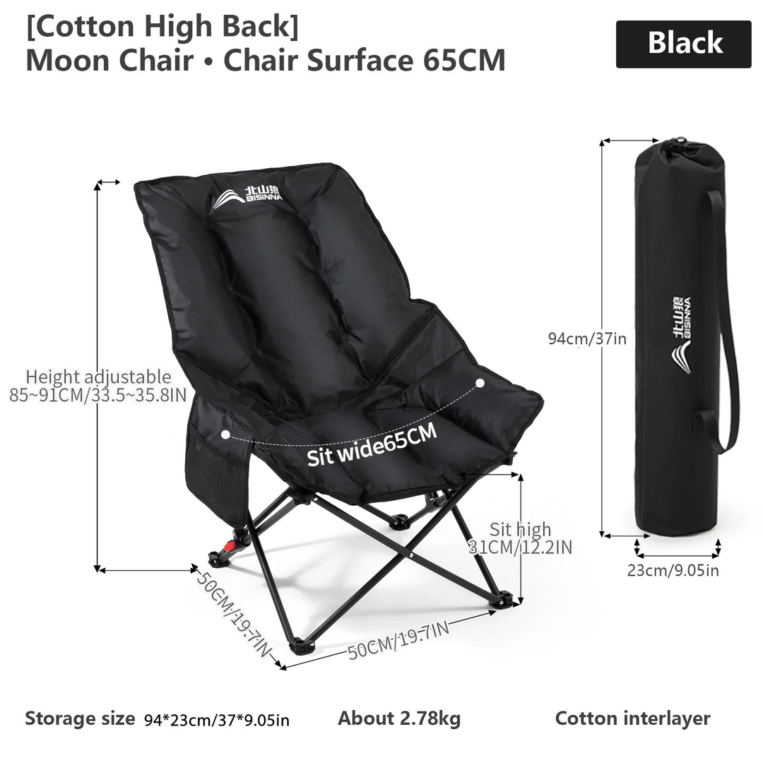 LunaRelax Chaise de Camping Pliable en Forme de Lune | Fauteuil de Jardin Portable Réglable pour Randonnée, Pêche & Pique-Nique