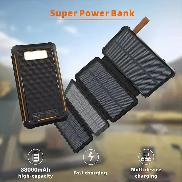 Powerbank Solaire SunCharge Fold | Panneau Solaire Pliable & Sortie USB | Étanche & Adapté pour l'Extérieur | Pour Téléphone, Camping & Voyages