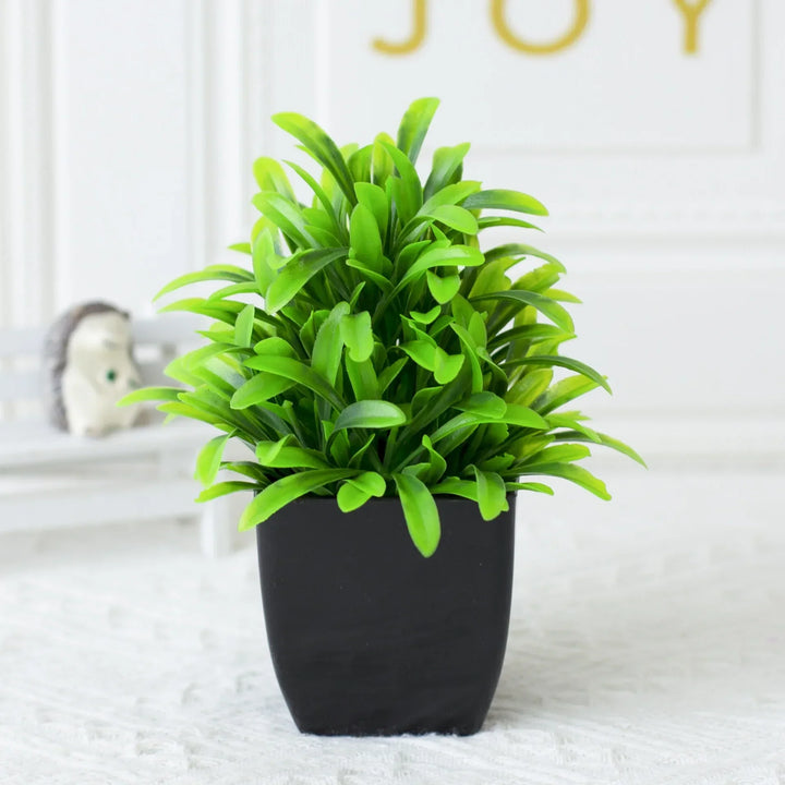 Plante artificielle d'eucalyptus Leafora dans un pot noir | Mini plante décorative | Pour table, salle de bain & bureau