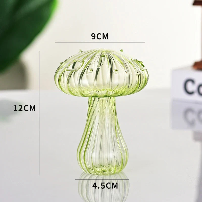 Vase en verre Glasflora en forme de champignon | Design créatif pour hydroponie & déco | Poli à la main & Transparent | 12×10 cm