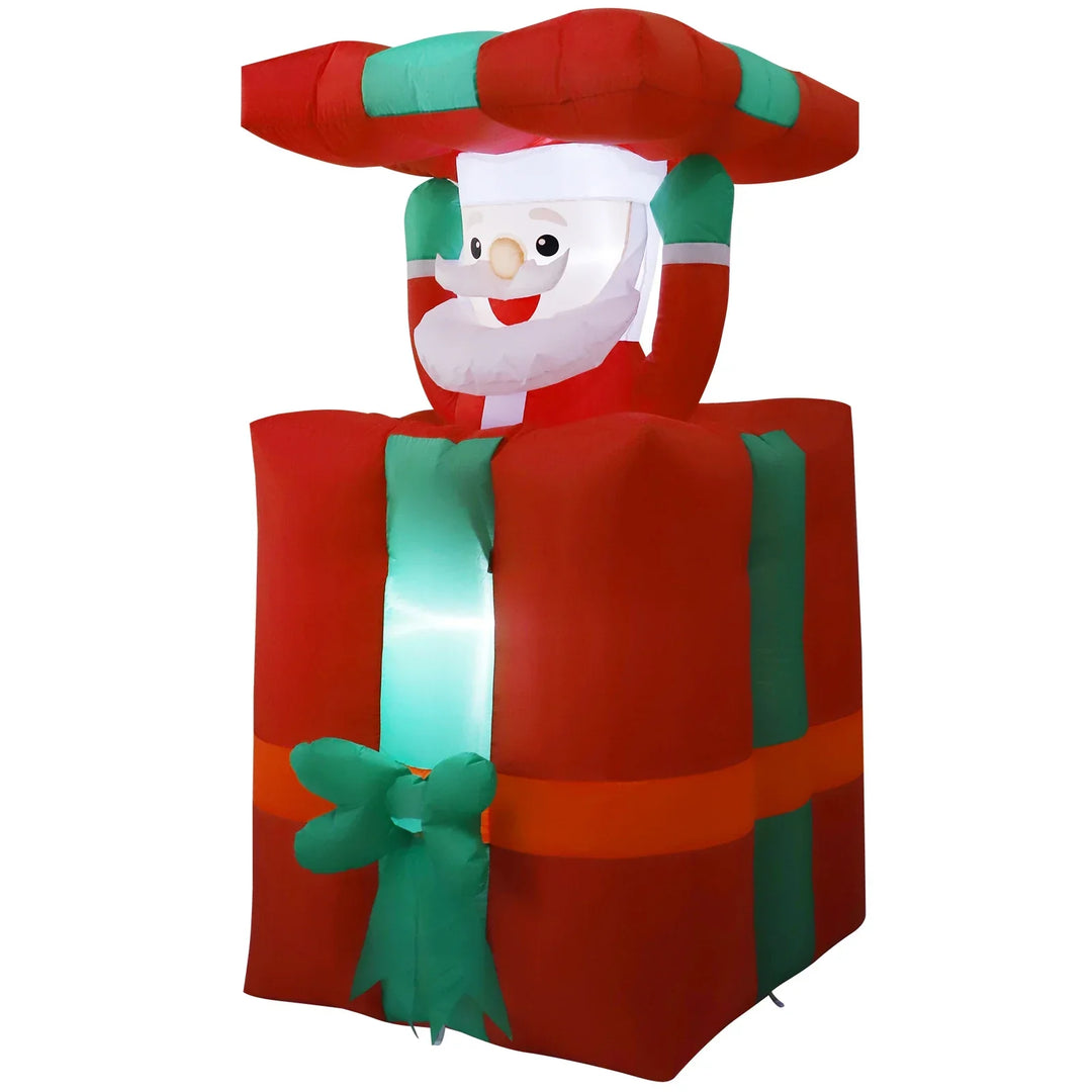 AeroSanta Figurine Gonflable de Noël | 1,5 m de hauteur | Avec boîte-cadeau & effet de mouvement | Décoration extérieure avec prise EU