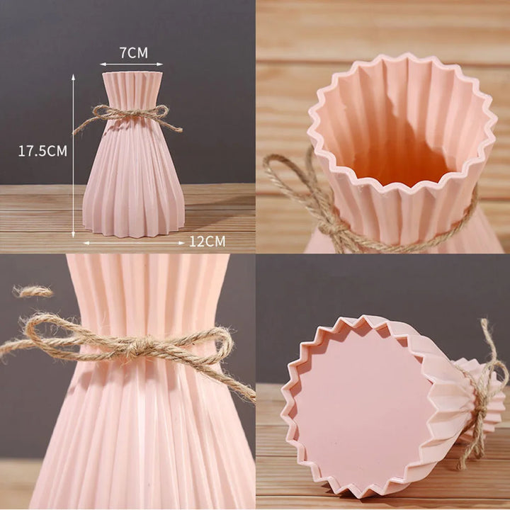Vase à fleurs en plastique moderne | Design taille créatif | Léger & décoratif | 12×17,5×7 cm