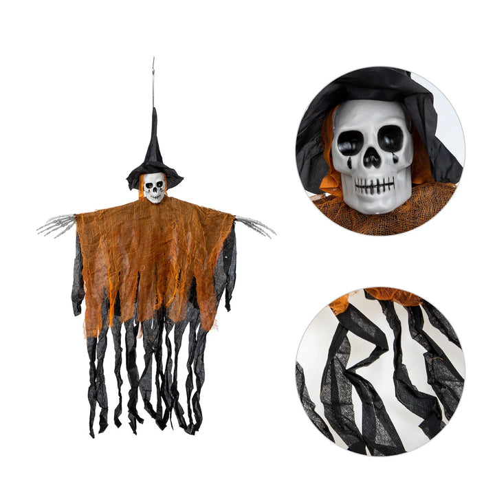 Décoration suspendue Halloween SorcièreCauchemar | 100 x 80 cm | Sorcière squelette avec voile | Pour maison, jardin & fête
