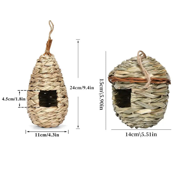 Nestoria | Nichoir en herbe d'hibiscus tressé à la main | Nid naturel pour le jardin | Résistant aux intempéries & Respirant