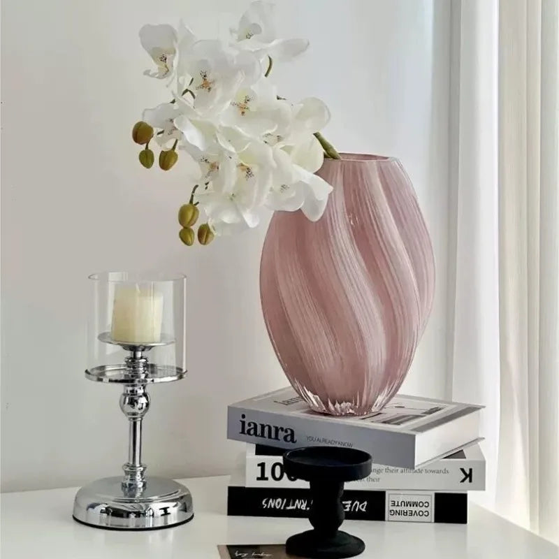 Vase en Verre | TwistDesign | Design Torsadé | Moderne & Élégant | Pour Fleurs Séchées & Décoration