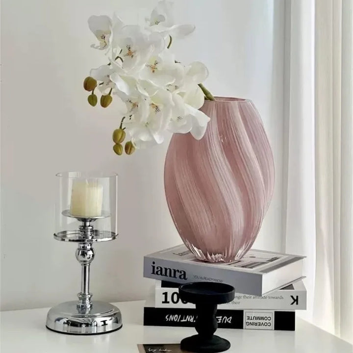 Vase en Verre | TwistDesign | Design Torsadé | Moderne & Élégant | Pour Fleurs Séchées & Décoration