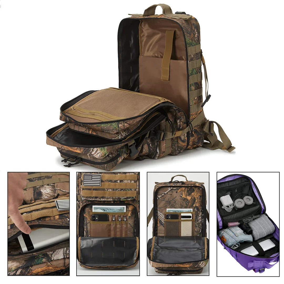 TACTICO45 45 L Sac à Dos d'Outdoor | Système Molle | Capacité de 3 Jours | Robuste & Multifonctionnel – Noir/Kaki/Olive