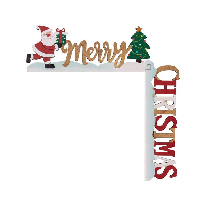 Coin de Noël Décoration SantaCorner | Décoration en Bois pour Portes & Murs | Motif de Noël Amusant avec Lutins & Père Noël | Plaque en Bois 3D
