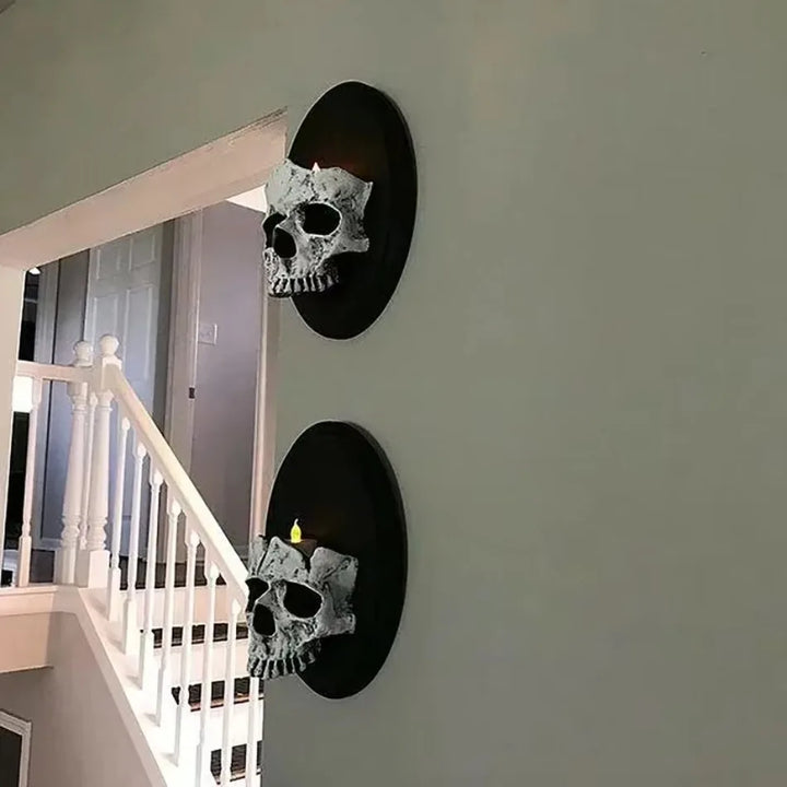 Bougeoir mural SkullTorch | Design crâne | Décor gothique et Halloween