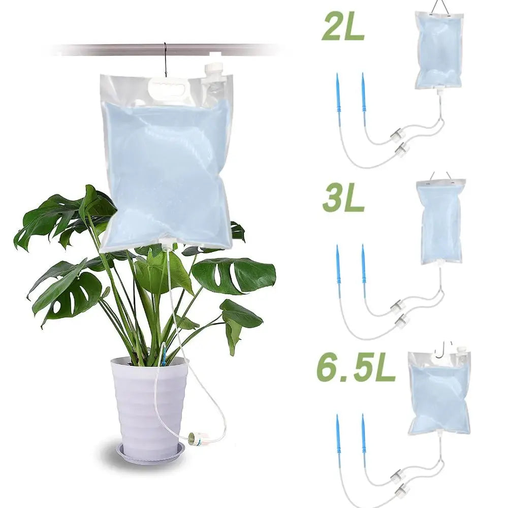 Floriva Sacs d'arrosage pour plantes | Arrosage automatique par goutte à goutte jusqu'à 30 jours | Avec valve et tuyau de 1 m | 2–6,5 L