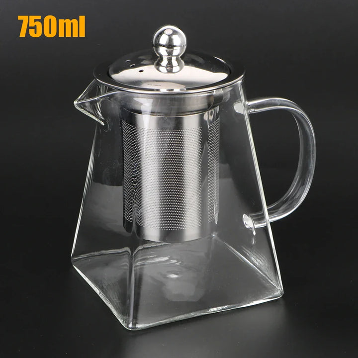 Teavora Théière en verre avec filtre en acier inoxydable | Résistante à la chaleur & Lavable au lave-vaisselle | Pour thé en vrac & fleurs de thé | 550/750/950 ml
