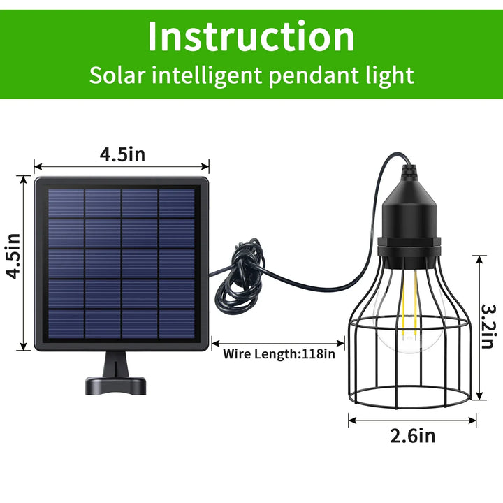 Lampe Solaire Suspendue SolunaBeam | Étanche & Rechargeable | Pour Jardin, Abri & Camping | 3 Modes d'Éclairage