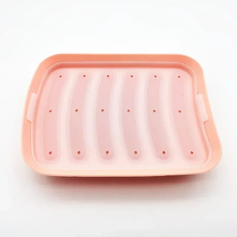 SausiForm | Moule à saucisse en silicone avec couvercle | Alimentaire & Résistant à la chaleur | 17,5×13,5×3,5 cm