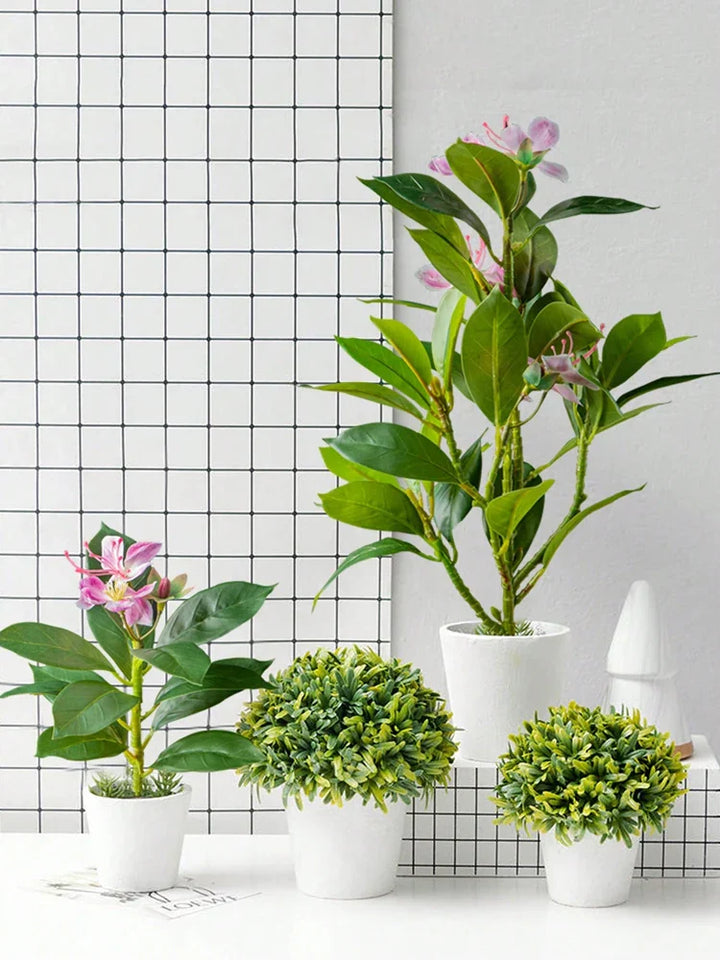 TropiLeaf Azalée Branche d'Azalée & Figuier artificiel | 21–40 cm | Feuilles & Fleurs Tropicales | Décoration pour Maison, Bureau & Jardin