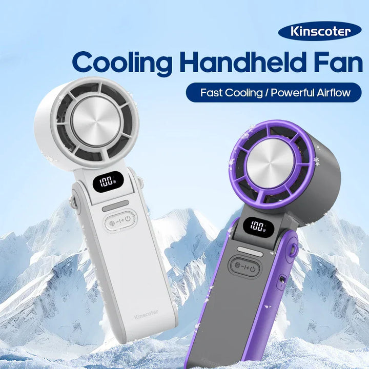 CoolityGo Ventilateur à main avec technologie Ice-Cool | 100 niveaux de vitesse | Batterie de 3600mAh | Pliable et ultraléger