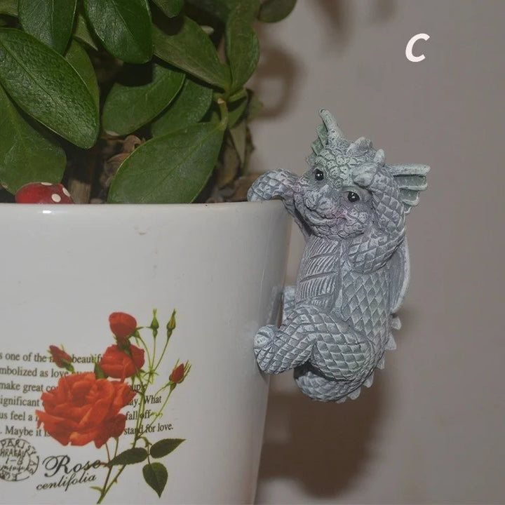 Figurines de dragons suspendues | Décor en résine résistant aux intempéries | Pour pots de fleurs et à la maison