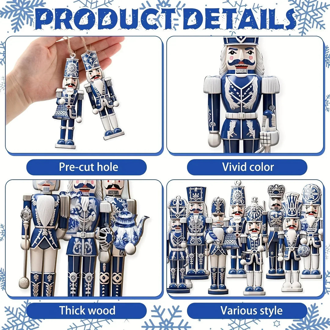 NutraWood Décorations de Casse-Noisette 12 pièces | Figurines en bois faites à la main | Décorations de Noël & déco | Traditionnelles & Charmantes
