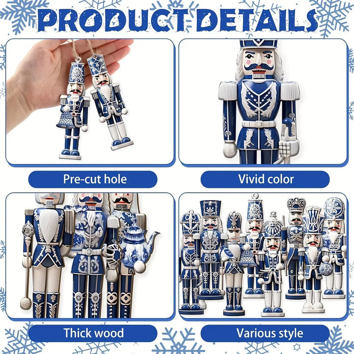 NutraWood Décorations de Casse-Noisette 12 pièces | Figurines en bois faites à la main | Décorations de Noël & déco | Traditionnelles & Charmantes