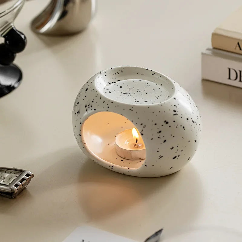 Aromaofen Scentura | Diffuseur de parfum en céramique noire | Pour huiles essentielles et bâtonnets d'encens | Spa & Maison