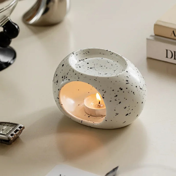 Aromaofen Scentura | Diffuseur de parfum en céramique noire | Pour huiles essentielles et bâtonnets d'encens | Spa & Maison