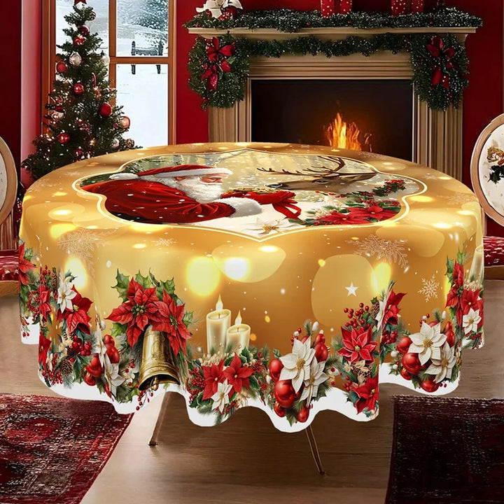 Nappe de Noël GoldenFest | Design Santa en Or | Lavable & Élégante | Parfaite pour Noël & Nouvel An 2026