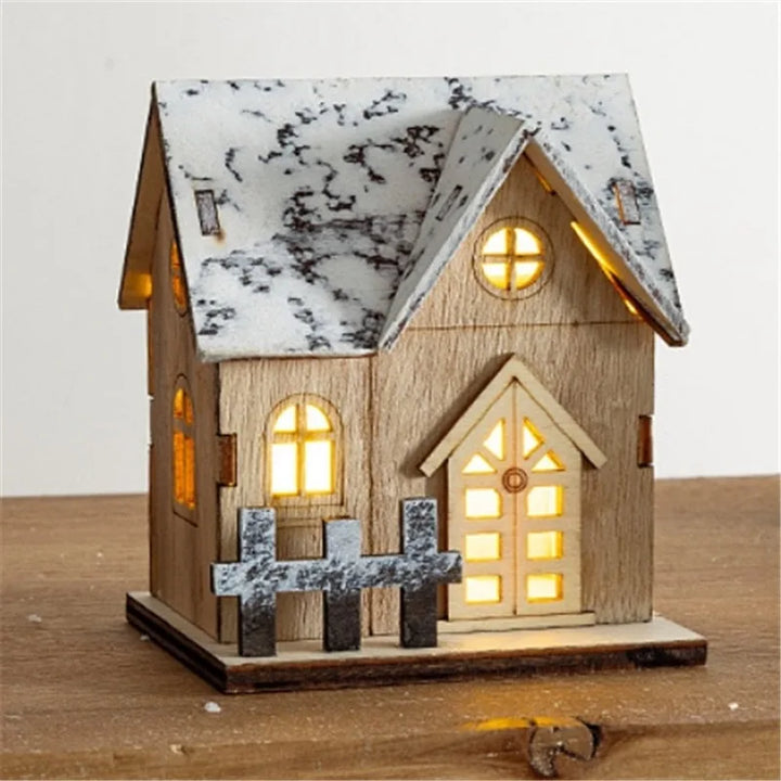 Maison en bois LED WinterLicht | Mini village de Noël | Décoration en bois lumineuse | 8×7×9,5 cm