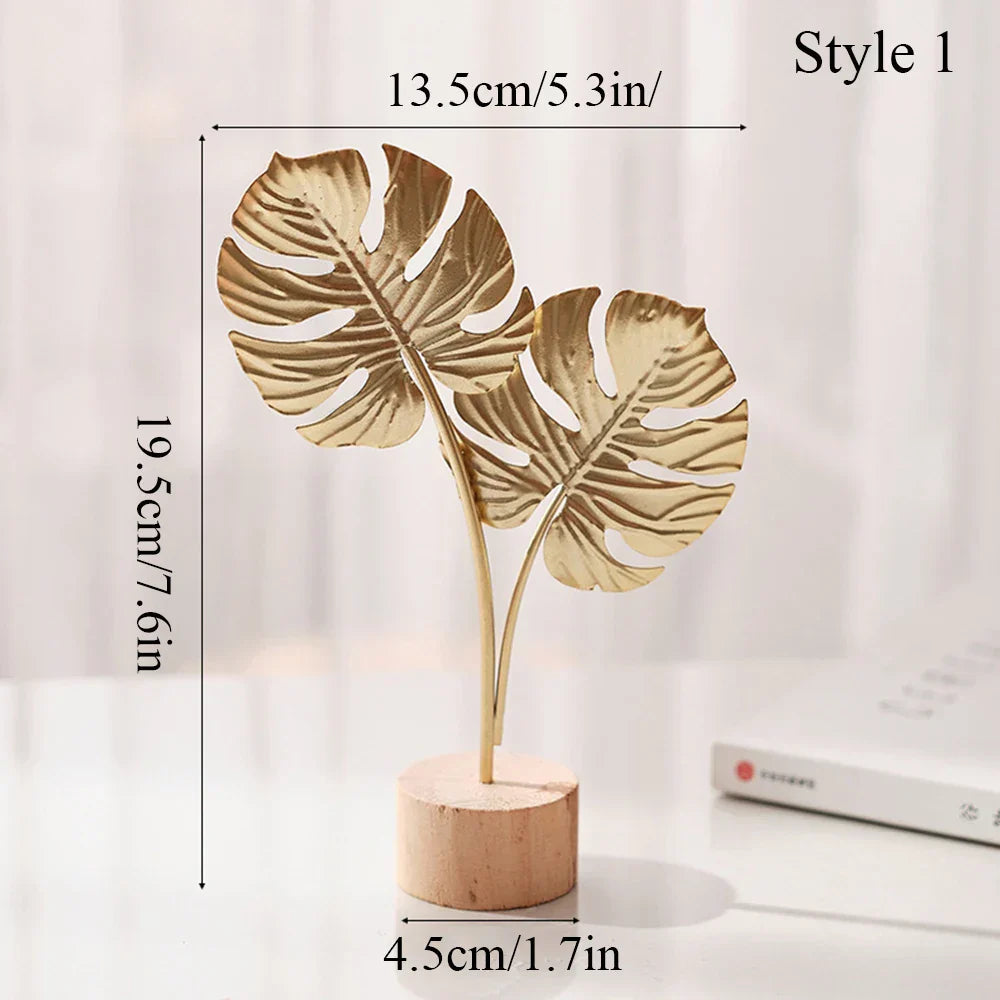Figurine décorative Ginkgo Elegance | Sculpture de feuille dorée en métal | Décoration pour la maison et le bureau