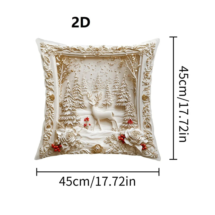 Nordzauber | Housse de coussin de Noël | Blanc avec motif « Happy 2026 » | 45 × 45 cm | Décoration festive pour canapé, lit & voiture