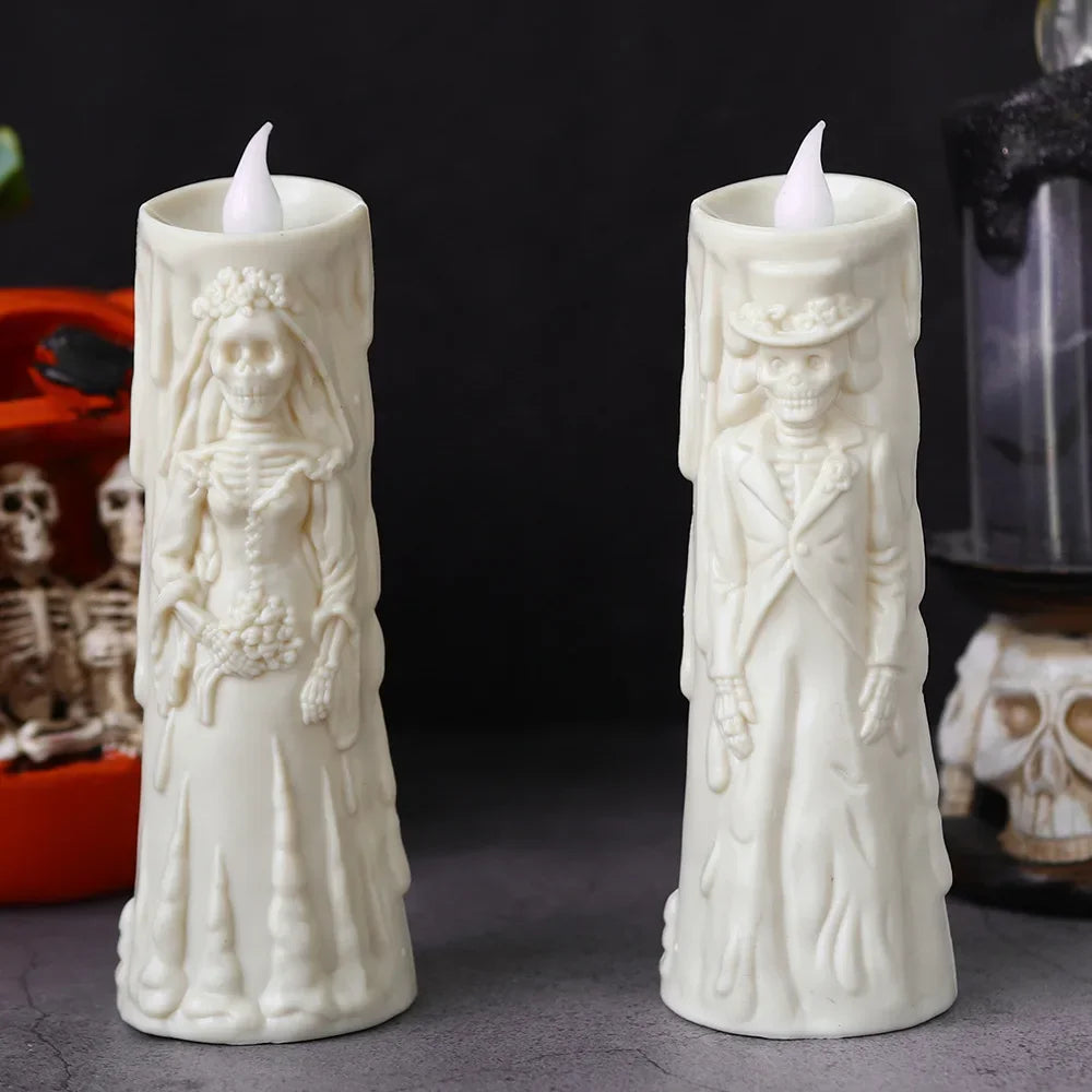 Bougie Halloween CreepyFlame | Bougie LED vacillante | Décoration effrayante pour fête, fenêtre et table